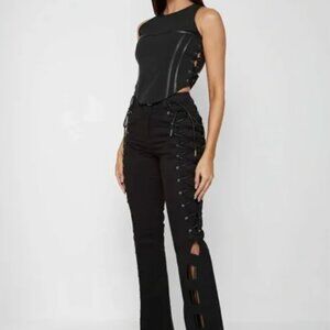Maniere De voir lace up Flare pants US 2